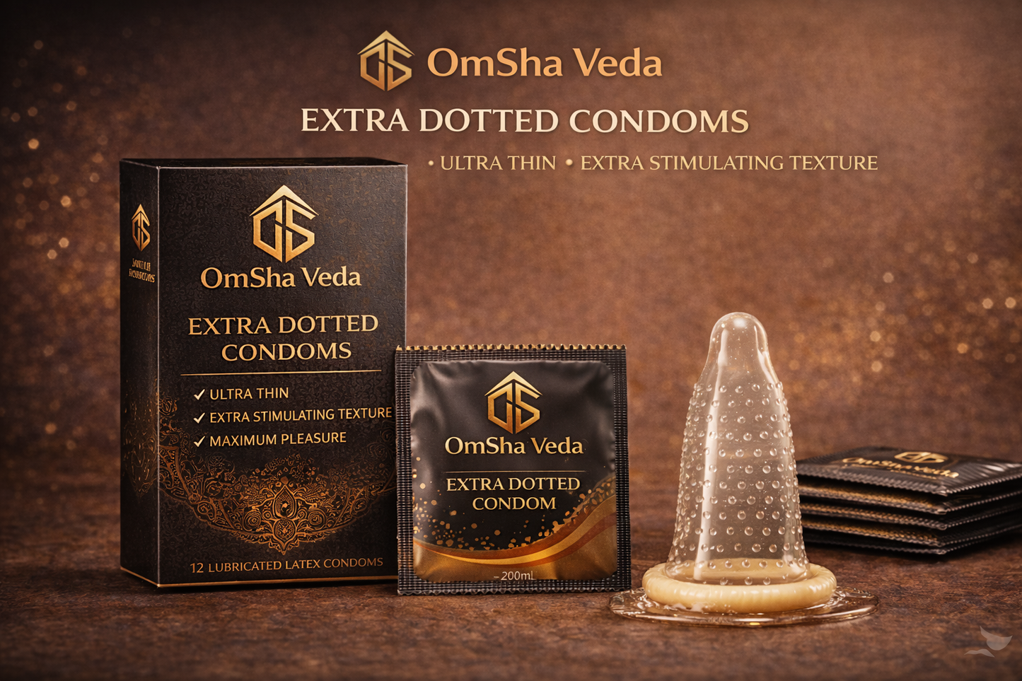 OmSha Veda Premium Condoms - Maximum Stimulation (Pack of 12)