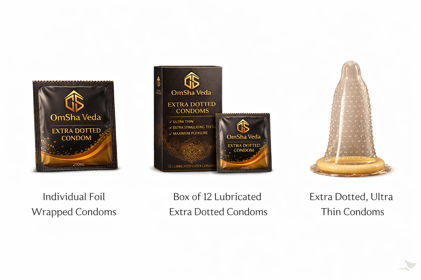 OmSha Veda Premium Condoms - Maximum Stimulation (Pack of 12)